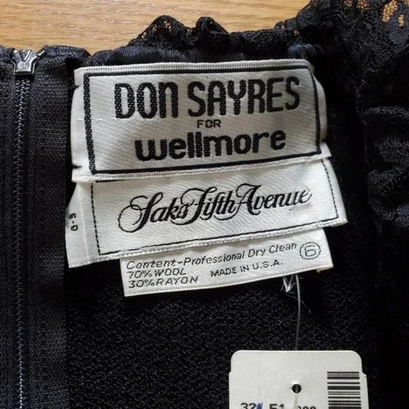 Don Sayres Knit Dress Black With Rhinestone Buttons Lace Ruffle Detail 6 - Picture 7 of 7